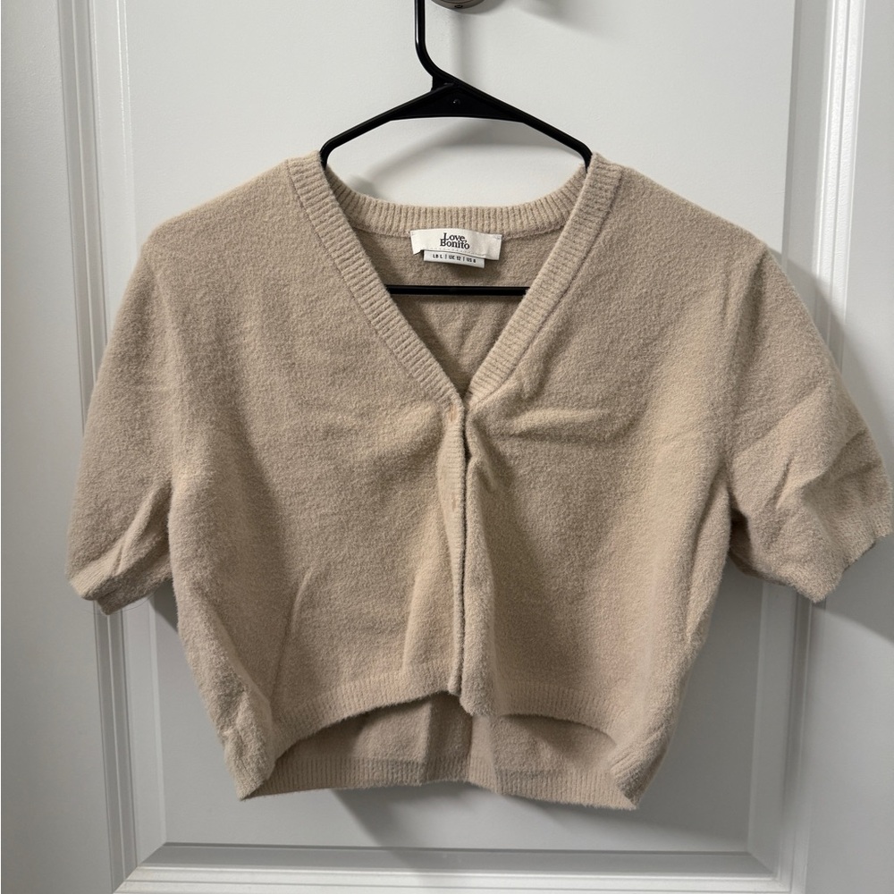 Cropped Short Sleeve Cardigan